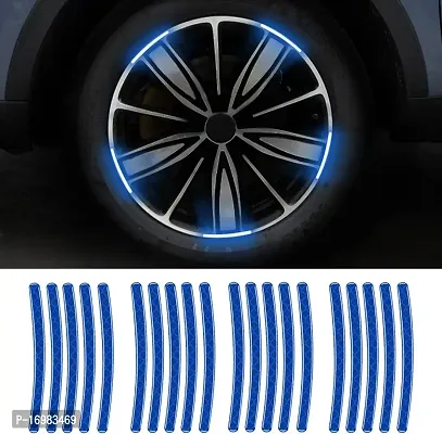 Newvent 20Pcs Car Wheel Radium Sticker | Car  Bike Wheel Decoration Reflective Sticker | Car tyre Rim Safety Warning Sticker Car Wheels General Reflective Warning Stickers Tire Decoration (Blue, 1)