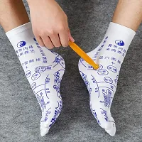 Newvent 3 Pair Acupressure Reflexology Socks With Pressure Point for Men and Women Anti-Slip Stretchy Casual Foot Massage  Therapy Socks with Massage Stick With English Print)-thumb1