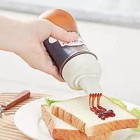 Newvent 350 ml 5 Hole Ketchup Bottle Plastic | Portable Sauce Bottle with Lid Five Holes | Sauce Dispenser Bottle (Pack of 1)-thumb1