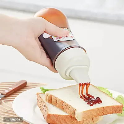 Newvent 350 ml 5 Hole Ketchup Bottle Plastic | Portable Sauce Bottle with Lid Five Holes | Sauce Dispenser Bottle (Pack of 1)-thumb2