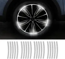 Newvent 40 Pcs Car Wheel Radium Sticker | Car  Bike Wheel Decoration Reflective Sticker | Car tyre Rim Safety Warning Sticker Car Wheels General Reflective Warning Stickers Tire Decoration (White)-thumb4