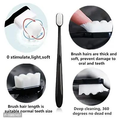 Newvent 4 Pc Extra Soft Bristles Manual Toothbrush | Ultra Soft Micro-Nano Bristled For Sensitive Gums  Teeth Toothbrush For Kids  Adults (White  Black)-thumb5