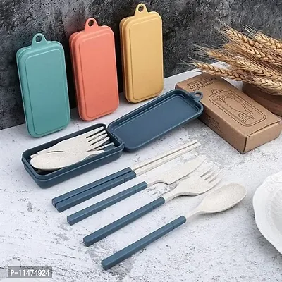 Spoon Set Foldable 1 Spoon, 1 Knife, 1 Fork and 2 Chopstick Set (1Set)-thumb0