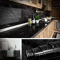 Black Marble Wallpaper Oil Proof Waterproof Kitchen countertop Paper, cabinets marbel Wall Papers (Black Marble 60 * 200CM)-thumb2