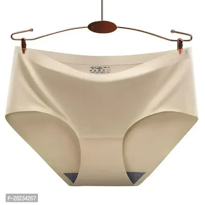 Stylish Beige Cotton Blend Solid Brief For Women