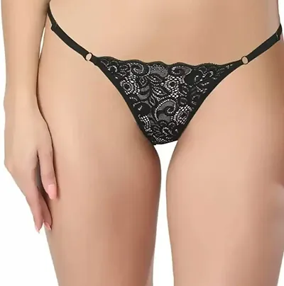 Fancy Solid Lace Thong For Women