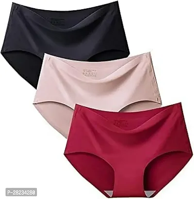 Stylish Multicoloured Nylon Solid Brief For Women Pack Of 3-thumb0