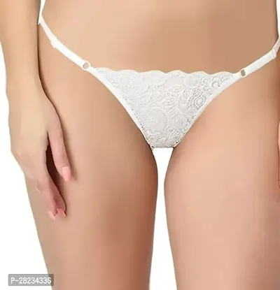 Stylish White Lace Self Pattern Brief For Women-thumb0