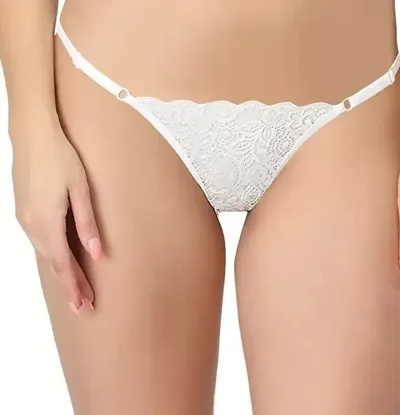 Fancy Solid Lace Thong For Women