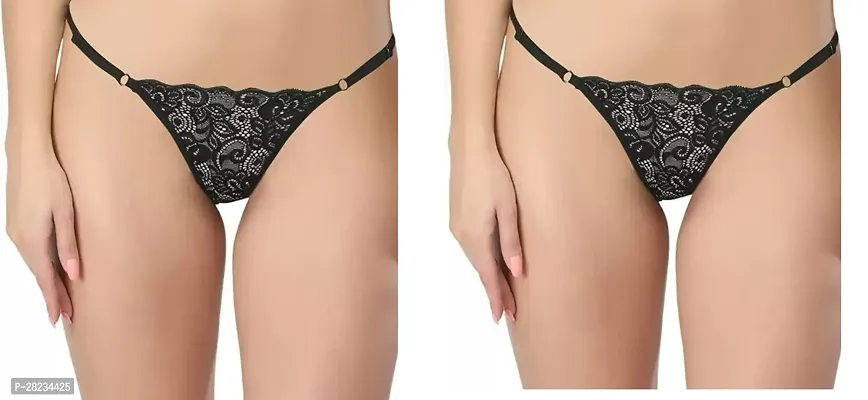 Stylish Black Lace Self Pattern Brief For Women Pack Of 2-thumb0