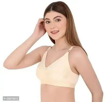 Stylish Beige Cotton Solid Bras For Women-thumb0