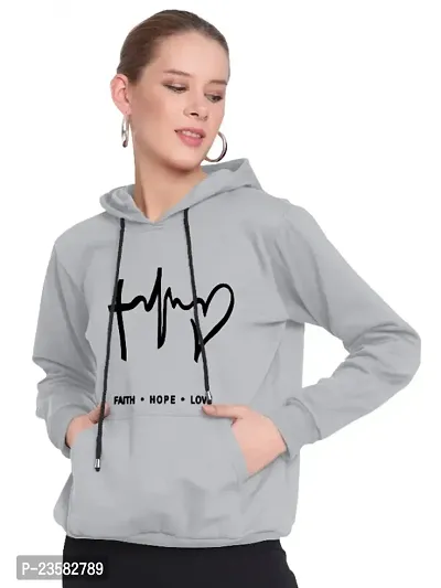Women Hart Full Sleeve Printed Hooded Sweatshirt