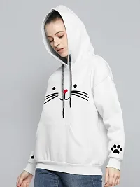 Women Cat Full Sleeve Printed Hooded Sweatshirt-thumb2