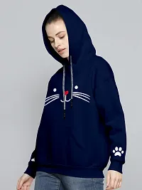 Women Cat Full Sleeve Printed Hooded Sweatshirt-thumb1