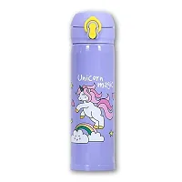 GJSHOP Unicorn Character Insulated Stainless Steel Water Bottle for Kids/Teenagers 500 Milliliters, Pink with Kids hair brush comb (Combo)-thumb1