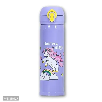GJSHOP Unicorn Character Insulated Stainless Steel Water Bottle for Kids/Teenagers 500 Milliliters, Pink with Kids hair brush comb (Combo)-thumb2