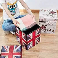 GJSHOP Multi-Functional Folding Storage Ottoman Box Organizer Cum Stool with Seat Cushion, Storage Boxes for Toys for Kids - Unicorn - Random Color Dispatch - 1 Pcs-thumb1