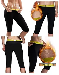 GJSHOP Hot Shaper Pants for Women/Men Weight Loss Workout Leggings Easy Slim Hot Yoga Capri Thigh Belly Fat Burner Waist Trainer Black-thumb3