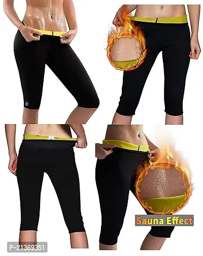 GJSHOP Hot Shaper Pants for Women/Men Weight Loss Workout Leggings Easy Slim Hot Yoga Capri Thigh Belly Fat Burner Waist Trainer Black-thumb4