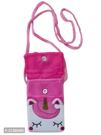 GJSHOP Cute Unicorn Plush Sling Bag for Girls Kids for School Unicorn Pouch for double pocket Girls - Pink-thumb0