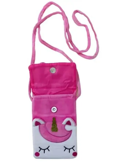 GJSHOP Cute Unicorn Plush Sling Bag for Girls Kids for School Unicorn Pouch for double pocket Girls - Pink
