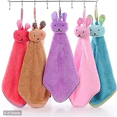 GJSHOP Cute Teddy Hanky Towel for Extra Soft Hand Or Face Napkins Towels (Color as per Stock)-thumb2