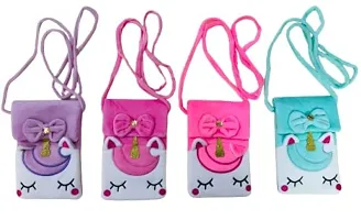 GJSHOP Cute Unicorn Plush Sling Bag for Girls Kids for School Unicorn Pouch for double pocket Girls - Pink-thumb2