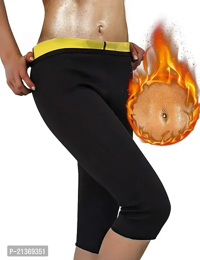 GJSHOP Hot Shaper Pants for Women/Men Weight Loss Workout Leggings Easy Slim Hot Yoga Capri Thigh Belly Fat Burner Waist Trainer Black-thumb0