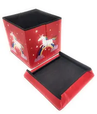 GJSHOP Multi-Functional Folding Storage Ottoman Box Organizer Cum Stool with Seat Cushion, Storage Boxes for Toys for Kids - Unicorn - (Multicolor) Random Color Dispatch (1 Pcs)-thumb3