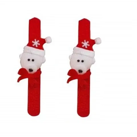 2 Pcs Christmas Slap Bracelets Set - Santa Claus Wristbands for Festive Decorations, Party Favors, and Perfect Christmas Gifts for Kids and Adults