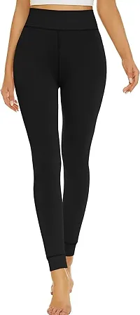 Women's Fleece Lined Winter Imported Super Quality Fur Leggings High Waisted Thermal Tights Elastic Comfortable Warm Yoga Pants Without Pockets (S, Black)-thumb3