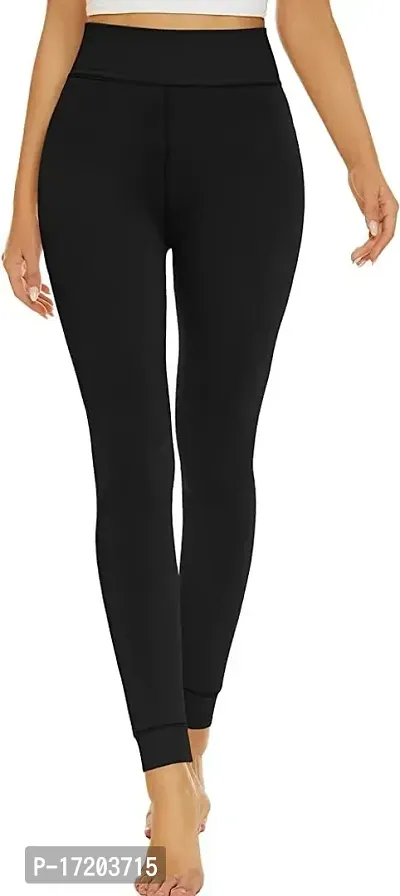 Women's Fleece Lined Winter Imported Super Quality Fur Leggings High Waisted Thermal Tights Elastic Comfortable Warm Yoga Pants Without Pockets (S, Black)-thumb4