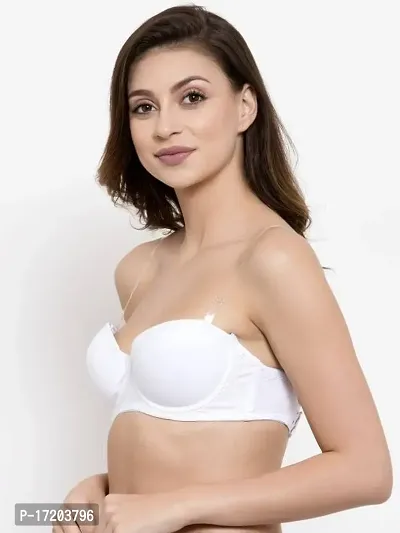 Poly Cotton Plain Transparent Womens Backless Transparent Strap Push Up  Padded Bra, Size: 32-36