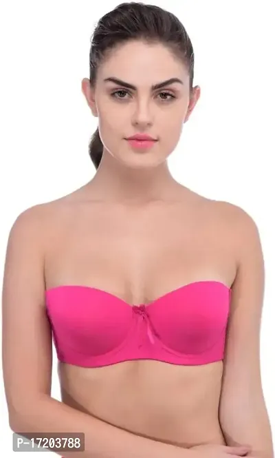 Buy Be-Wild Full Coverage Backless Cotton Bra for Women and Girls/Ladies /Casual/Non-Padded/Everyday/t-Shirt/Fancy/Non Wired/Adjustable/Supported Bra  Attached Transparent Strap & Band (32, Pink) at