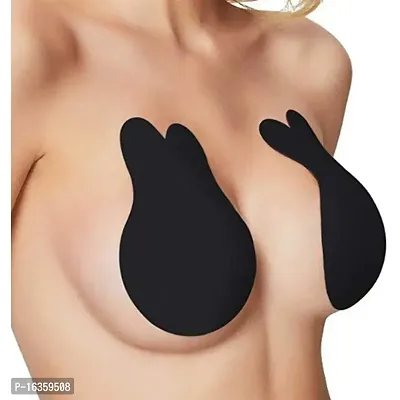 Women Silicone Breast Lift Covers Nipple Stickers Pasties Invisible Adhesive Strapless Backless Reusable Lifting Bra Cups Breathable Nipple Cover Black In Color - M/L-thumb0