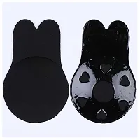 Women Silicone Breast Lift Covers Nipple Stickers Pasties Invisible Adhesive Strapless Backless Reusable Lifting Bra Cups Breathable Nipple Cover Black in Color - Small-thumb1