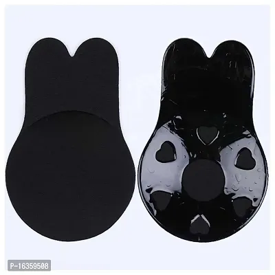 Women Silicone Breast Lift Covers Nipple Stickers Pasties Invisible Adhesive Strapless Backless Reusable Lifting Bra Cups Breathable Nipple Cover Black In Color - M/L-thumb2