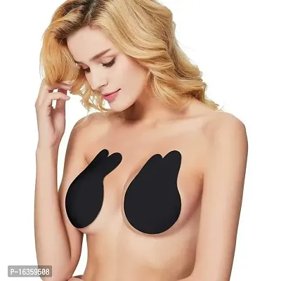 Women Silicone Breast Lift Covers Nipple Stickers Pasties Invisible Adhesive Strapless Backless Reusable Lifting Bra Cups Breathable Nipple Cover Black In Color - M/L-thumb3