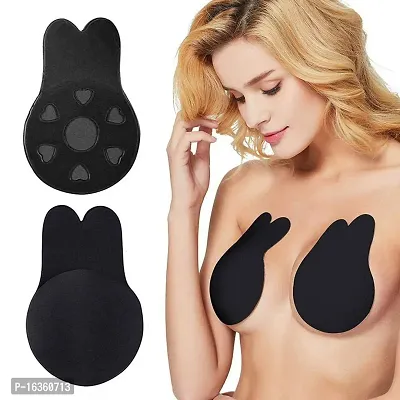 Women Silicone Breast Lift Covers Nipple Stickers Pasties Invisible Adhesive Strapless Backless Reusable Lifting Bra Cups Breathable Nipple Cover - Black + Skin -  XL/XXL-thumb5