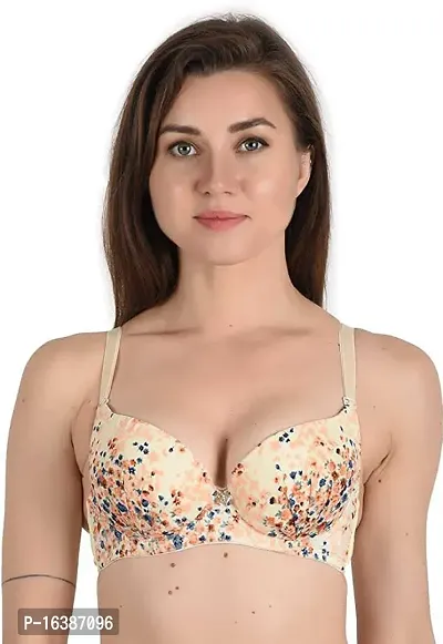 Everyday Poly Cotton Padded Underwired Push-Up Printed Bra for Women-thumb3
