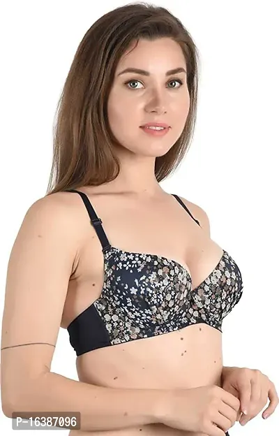 Everyday Poly Cotton Padded Underwired Push-Up Printed Bra for Women-thumb2