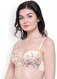 Everyday Printed Poly Cotton Push Up Bra -Beige/Skin-thumb1