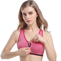 Women's  Everyday Front Open Zipper Padded Sports Bra-thumb3