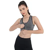 Women's Front Open Zipper Padded Sports Bra - Pack Of 2 - Black + Seagreen-thumb1