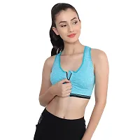 Women's Front Open Zipper Padded Sports Bra - Pack Of 2 - Black + Seagreen-thumb4