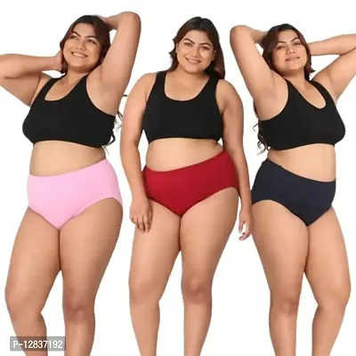 Shabala Fashion Women's Big Size Panties | Sizes from Small to 10XL and Jumbo | Super Soft and Comfortable Cotton Ladies Panties | Pack of 3 (Color May Vary)-thumb0