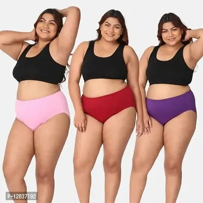 Shabala Fashion Women's Big Size Panties | Sizes from Small to 10XL and Jumbo | Super Soft and Comfortable Cotton Ladies Panties | Pack of 3 (Color May Vary)-thumb2