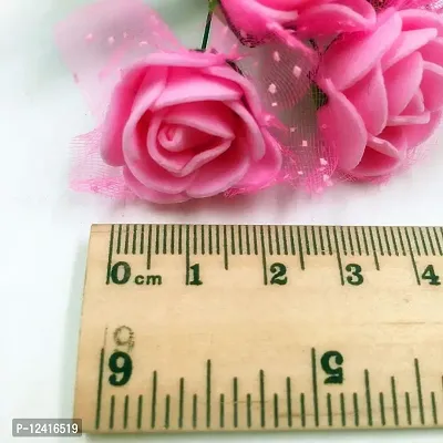 Antiq Creation Artificial Mini Roses Flowers for DIY Mini Small Artificial Floral Fake Foam Rose for Crafts, Festival, Home Decoration, Pooja Room Decorations (Pink) (50 PCS)-thumb2