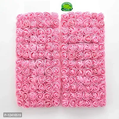 Antiq Creation Artificial Mini Roses Flowers for DIY Mini Small Artificial Floral Fake Foam Rose for Crafts, Festival, Home Decoration, Pooja Room Decorations (Pink) (50 PCS)-thumb0
