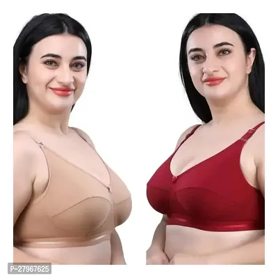 Stylish Multicoloured Cotton Blend Solid Bra For Women Pack Of 2-thumb0